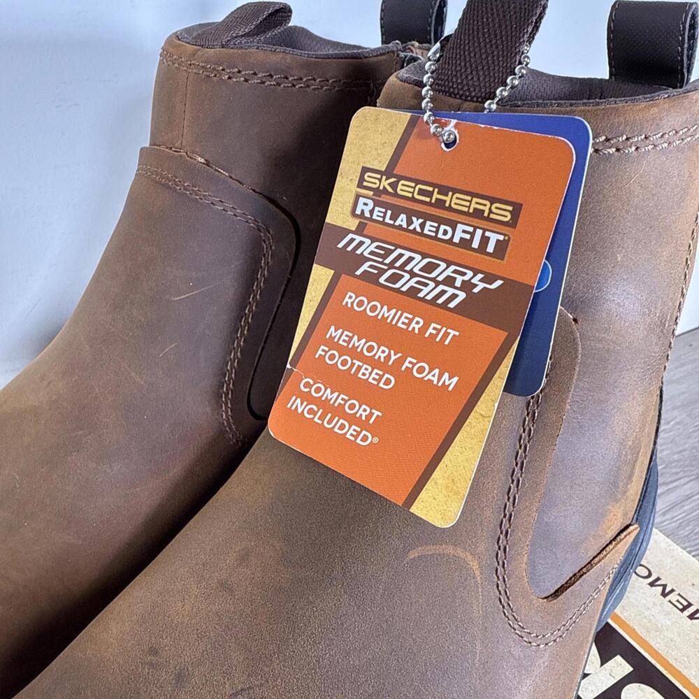 Skechers Men’s Size 10.5 Resment Korver Air Cooled Memory Foam Leather Boots - Picture 3 of 9